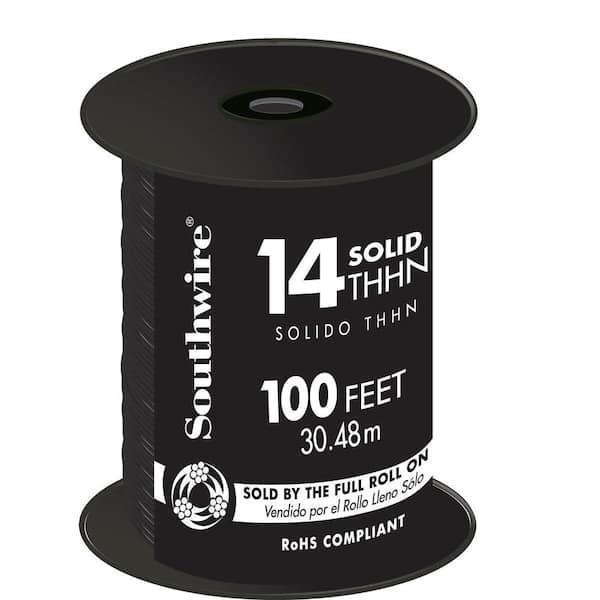 100 ft. 14 Black Solid CU THHN Wire