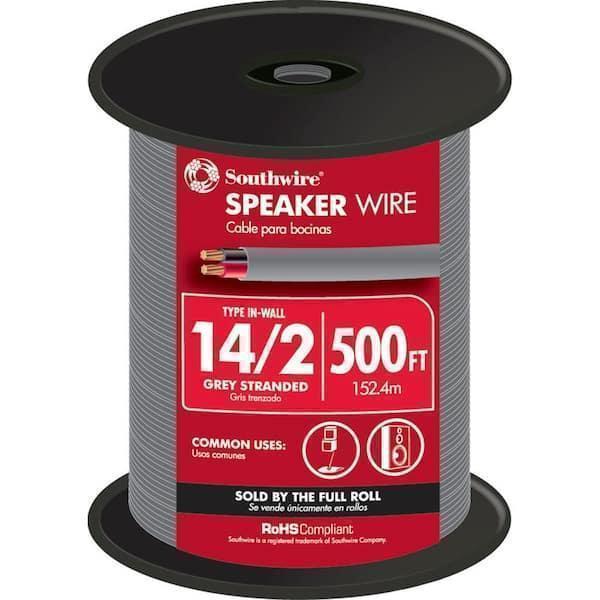 500 ft. 14/2 Grey Stranded CU In-Wall CMR/CL3R Speaker Wire