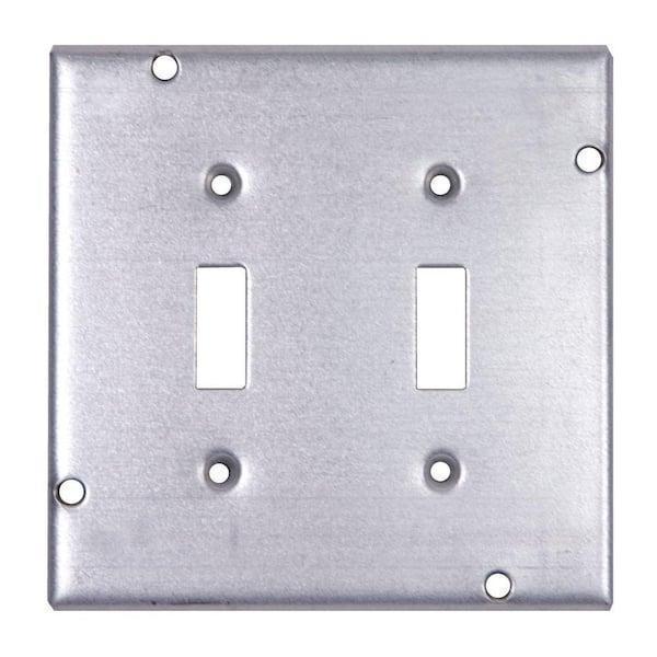 2-Gang 4-11/16 in. 1/2 in. Deep Pre-Galvanized Metal Square Box Surface Cover for 2 Toggle Switches (Case of 10)